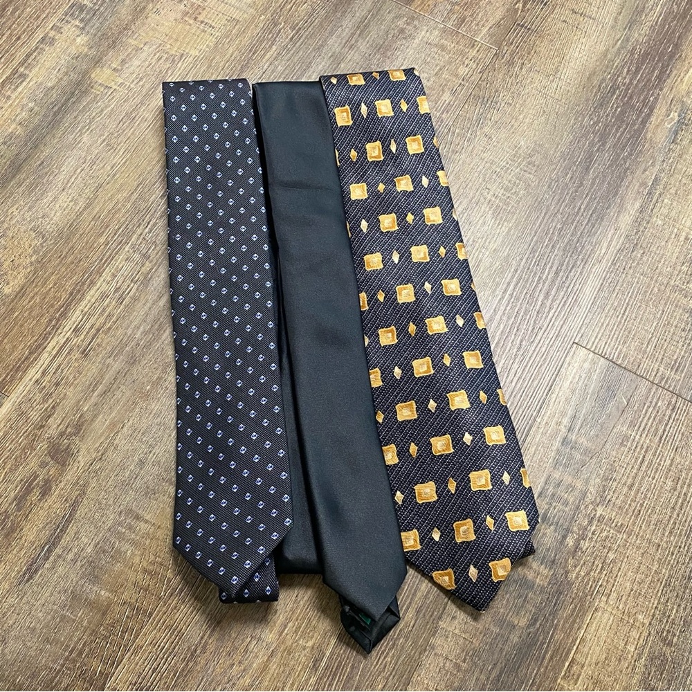 Elegant Black and Gold Men's Lot Ties Parisian Signature, QBrand, Joseph Abboud